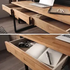 ⁦Jivan natural wood desk with metal⁩ - الصورة ⁦7⁩