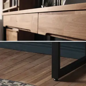 ⁦Jivan natural wood desk with metal⁩ - الصورة ⁦8⁩