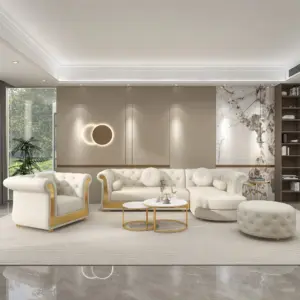 ⁦Valencia sectional sofa upholstered in natural wood with a touch of golden stainless steel, with a side chair and a relaxation unit⁩ - الصورة ⁦7⁩