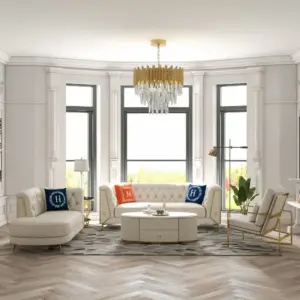 ⁦Versailles Elegant Living Room Set Consisting of Two Sofas and a Chair with Gold Touches⁩ - الصورة ⁦3⁩