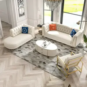 ⁦Versailles Elegant Living Room Set Consisting of Two Sofas and a Chair with Gold Touches⁩ - الصورة ⁦4⁩