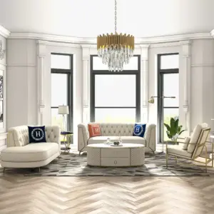 ⁦Versailles Elegant Living Room Set Consisting of Two Sofas and a Chair with Gold Touches⁩ - الصورة ⁦8⁩