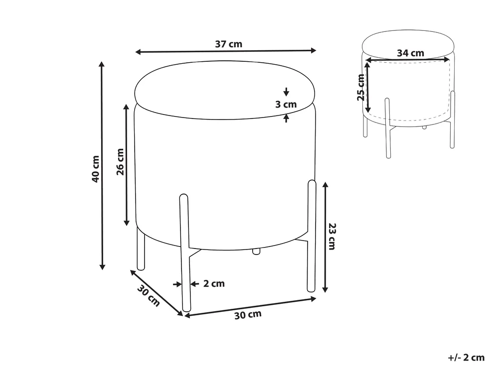 ڤينترو بووف دائري مخملي بأرجل معدنية مع تخزين داخلي - الصورة 8
